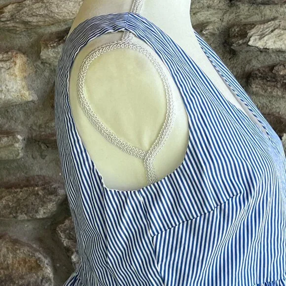 J. CREW Ruffle Sleeveless Tank Top. Blue Stripe, Ruffle Hem, Nautical Size 4 - Picture 7 of 11